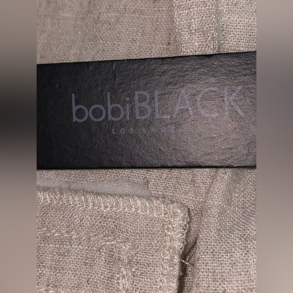 Bobi Black Women Linen Blend Dressy Shorts Oatmeal Tie Waist Wide Leg Medium - Picture 5 of 9